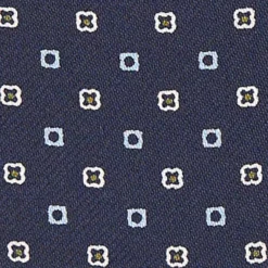 CRAVATTA ASCOT IN SETA BLU SCURO Microfantasia fiore