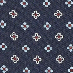 CRAVATTA ASCOT IN SETA BLU SCURO Microfantasia fiore