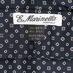 CRAVATTA ASCOT IN SETA BLU SCURO Microfantasia fiore