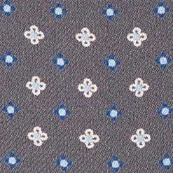 CRAVATTA ASCOT IN SETA GRIGIO SCURO Microfantasia fiore
