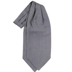 CRAVATTA ASCOT IN SETA GRIGIO SCURO Microfantasia fiore