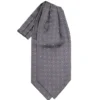 CRAVATTA ASCOT IN SETA GRIGIO SCURO Microfantasia fiore
