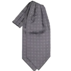 CRAVATTA ASCOT IN SETA GRIGIO SCURO Microfantasia fiore
