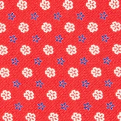 CRAVATTA ASCOT IN SETA ROSSA Microfantasia fiore