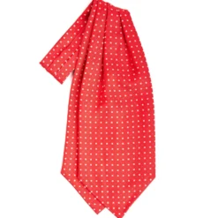 CRAVATTA ASCOT IN SETA ROSSO Microfantasia fiore