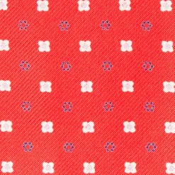 CRAVATTA ASCOT IN SETA ROSSO Microfantasia fiore