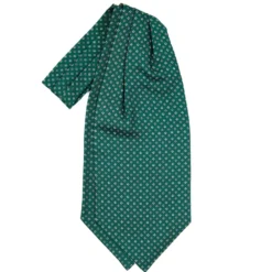 CRAVATTA ASCOT IN SETA VERDE SCURO Microfantasia fiore