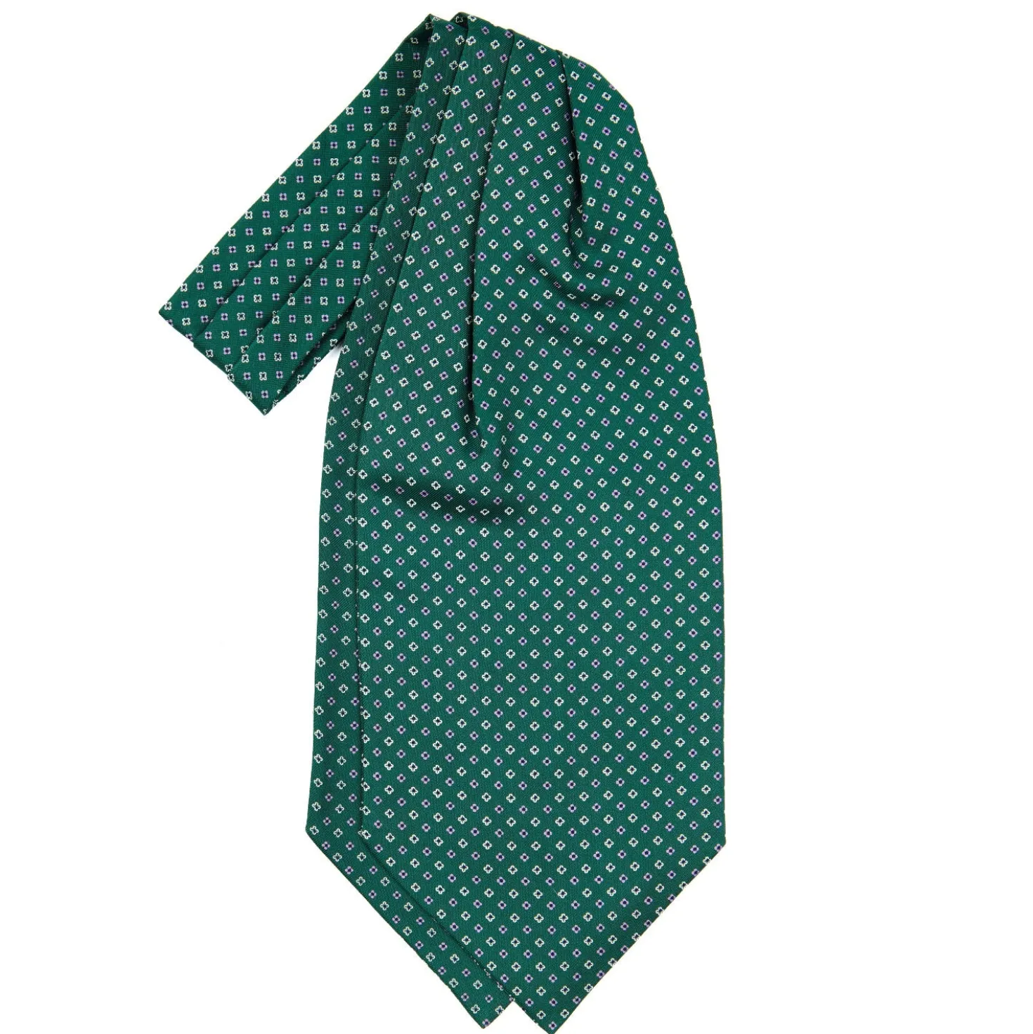 CRAVATTA ASCOT IN SETA VERDE SCURO Microfantasia fiore