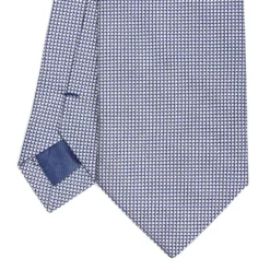 CRAVATTA CERIMONIA IN SETA JACQUARD BLU Microfantasia geometrica