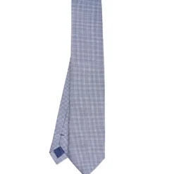 CRAVATTA CERIMONIA IN SETA JACQUARD BLU Microfantasia geometrica