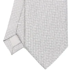 CRAVATTA CERIMONIA IN SETA JACQUARD GRIGIO CHIARO Microfantasia geometrica