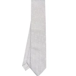 CRAVATTA CERIMONIA IN SETA JACQUARD GRIGIO CHIARO Microfantasia geometrica