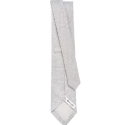 CRAVATTA CERIMONIA IN SETA JACQUARD GRIGIO CHIARO Microfantasia geometrica