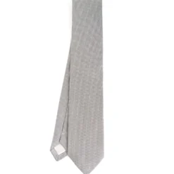 CRAVATTA CERIMONIA IN SETA JACQUARD GRIGIO CHIARO Microfantasia geometrica