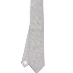 CRAVATTA CERIMONIA IN SETA JACQUARD GRIGIO CHIARO Microfantasia geometrica
