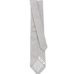 CRAVATTA CERIMONIA IN SETA JACQUARD GRIGIO CHIARO Microfantasia geometrica