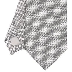 CRAVATTA CERIMONIA IN SETA JACQUARD GRIGIO CHIARO Microfantasia geometrica