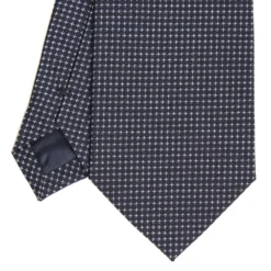CRAVATTA CERIMONIA IN SETA JACQUARD BLU SCURO Microfanatsia geometrica