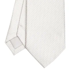 CRAVATTA CERIMONIA IN SETA JACQUARD GRIGIO CHIARO Microfantasia geometrica