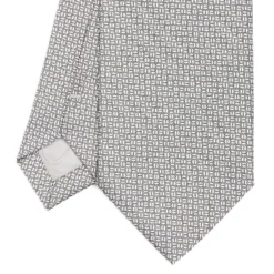 CRAVATTA CERIMONIA IN SETA JACQUARD GRIGIO CHIARO Microfantasia geometrica