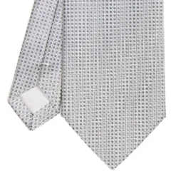CRAVATTA CERIMONIA IN SETA JACQUARD GRIGIO CHIARO Microfantasia geometrica
