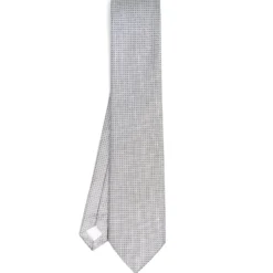CRAVATTA CERIMONIA IN SETA JACQUARD GRIGIO CHIARO Microfantasia geometrica