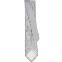 CRAVATTA CERIMONIA IN SETA JACQUARD GRIGIO CHIARO Microfantasia geometrica