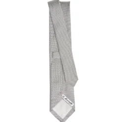 CRAVATTA CERIMONIA IN SETA JACQUARD GRIGIO CHIARO Microfantasia geoemtrica