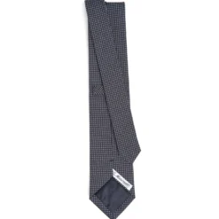 CRAVATTA CERIMONIA IN SETA JACQUARD BLU SCURO Microfantasia geometrica