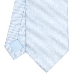 CRAVATTA CERIMONIA IN SETA JACQUARD AZZURRA Microfantasia geometrica