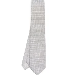 CRAVATTA CERIMONIA IN SETA JACQUARD GRIGIO CHIARO Microfantasia geometrica