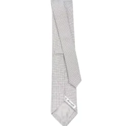 CRAVATTA CERIMONIA IN SETA JACQUARD GRIGIO CHIARO Microfantasia geometrica