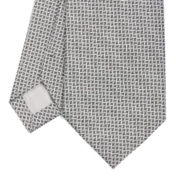 CRAVATTA CERIMONIA IN SETA JACQUARD GRIGIO CHIARO Microfantasia geometrica