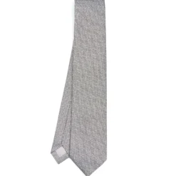 CRAVATTA CERIMONIA IN SETA JACQUARD GRIGIO CHIARO Microfantasia geometrica