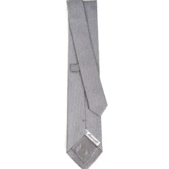 CRAVATTA CERIMONIA IN SETA JACQUARD GRIGIO SCURO Microfantasia geometrica