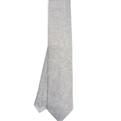 CRAVATTA CERIMONIA IN SETA JACQUARD GRIGIO CHIARO Microfantasia geometrica