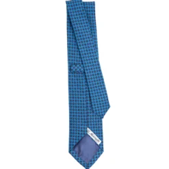 CRAVATTA CLASSICA IN LANA AZZURRA Microfantasia fiore