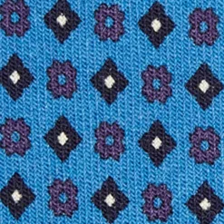 CRAVATTA CLASSICA IN LANA AZZURRA Microfantasia fiore