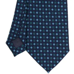 CRAVATTA CLASSICA IN LANA BLU SCURO Microfantasia fiore