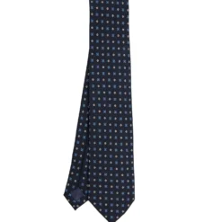 CRAVATTA CLASSICA IN LANA BLU SCURO Microfantasia fiore