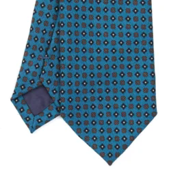 CRAVATTA CLASSICA IN LANA BLU MEDIO Microfantasia fiore