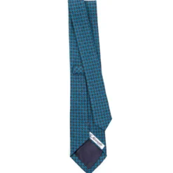 CRAVATTA CLASSICA IN LANA BLU MEDIO Microfantasia fiore