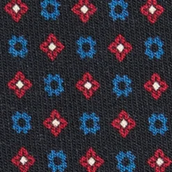 CRAVATTA CLASSICA IN LANA BLU SCURO Microfantasia fiore