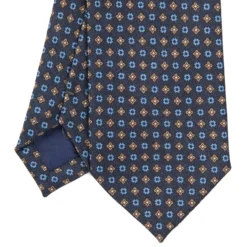 CRAVATTA CLASSICA IN LANA BLU SCURO Microfantasia fiore