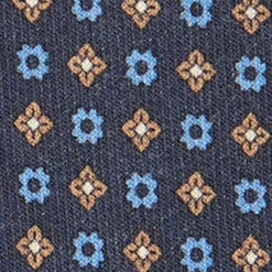 CRAVATTA CLASSICA IN LANA BLU SCURO Microfantasia fiore