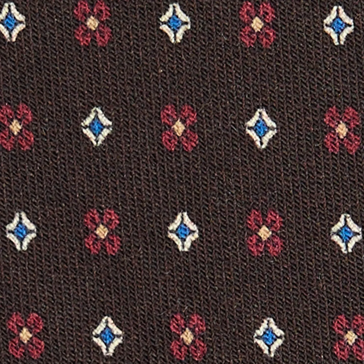CRAVATTA CLASSICA IN LANA MARRONE SCURO Microfantasia fiore