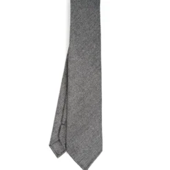 CRAVATTA CLASSICA IN LANA SFODERATA GRIGIO SCURO Pied de poule