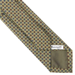 CRAVATTA CLASSICA IN LANA VERDE OLIVA Microfantasia fiore