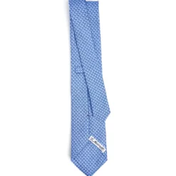 CRAVATTA CLASSICA IN SETA AZZURRO Microfantasia m geometrica