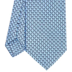 CRAVATTA CLASSICA IN SETA AZZURRO Microfantasia m geometrica